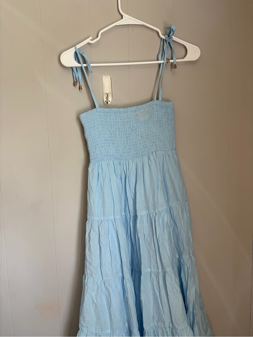 Petal & pup Light Blue Tie-Shoulder Smocked Maxi Dress - Picture 4 of 6